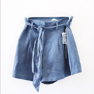 High rise paper-bag shorts